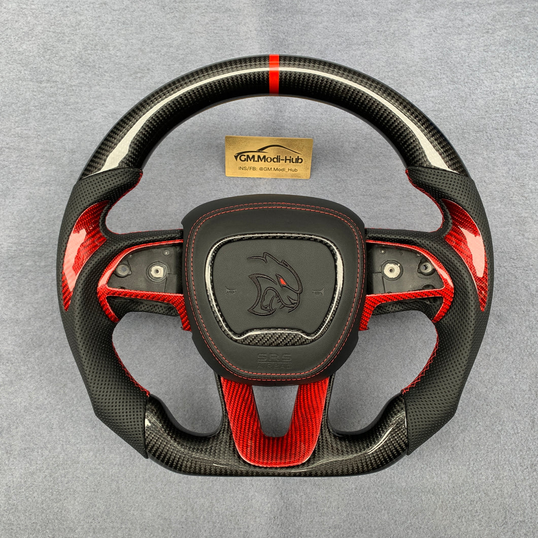 GM. Modi-Hub For Dodge 2016-2023 Charger / 2015-2023 Challenger / 2014-2023 Durango Carbon Fiber Steering Wheel